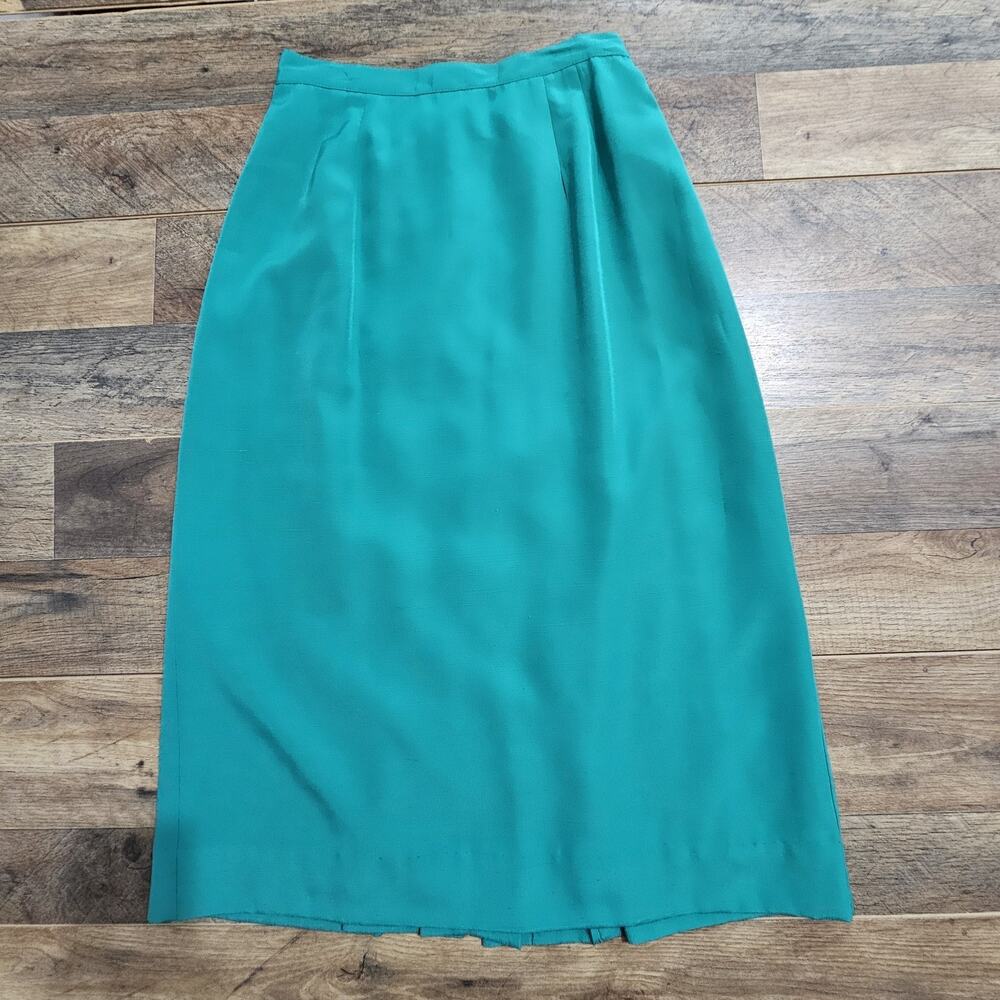 Vintage Boston Traveler Pencil Skirt Green 10 Pleated Back Career Corpcore Basic